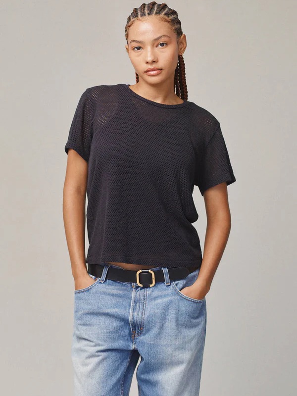 Nwt Carmen Mesh Cropped Tee | Size Large | Pink Grapefruit — image 7 of 8